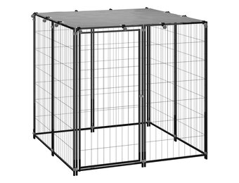 vidaXL Hondenkennel 110x110x110 cm staal zwart