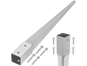 KOTARBAU® Paalhouder met Punt - Paalvoet - Verzinkt Staal - 60 cm - Zilver - 46 x 46 mm - Puntpaalhouder - Paalhouder voor Schutting - Tuinpalen Hout Inslag - Duurzaam - Maat 46 x 46 / 600 mm