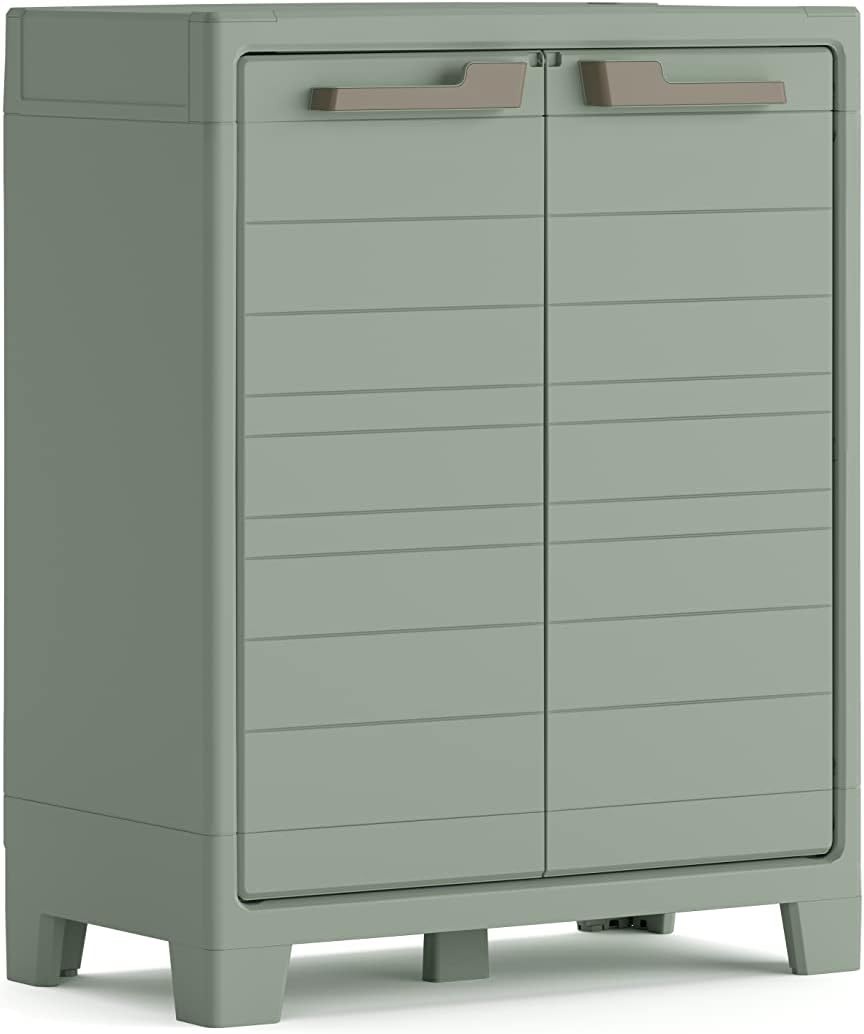 Keter Planet Outdoor kast met 2 verstelbare legplanken, van kunsthars, groen, 80 x 44 x 100 cm