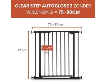 hauck Clear Step Autoclose 2, Black - Zelfsluitend Hekje, 75–80 cm
