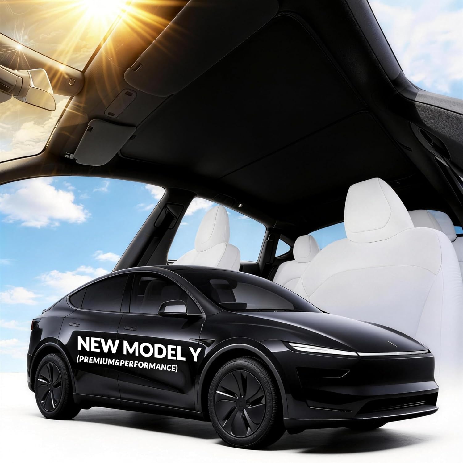 VION Zonnescherm voor Tesla Model Y 2025-2026 - Volledige Blackout - Zwart