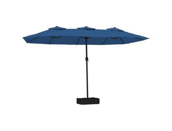 Dubbele Parasol 449x265 cm Azuurblauw met Voet - 25% Korting