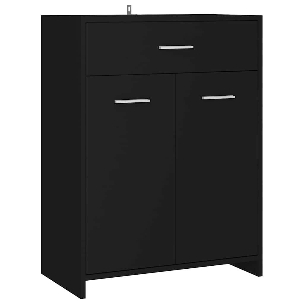 Badkamerkast Zwart Bewerkt Hout 60x33x80 cm - 24% Korting