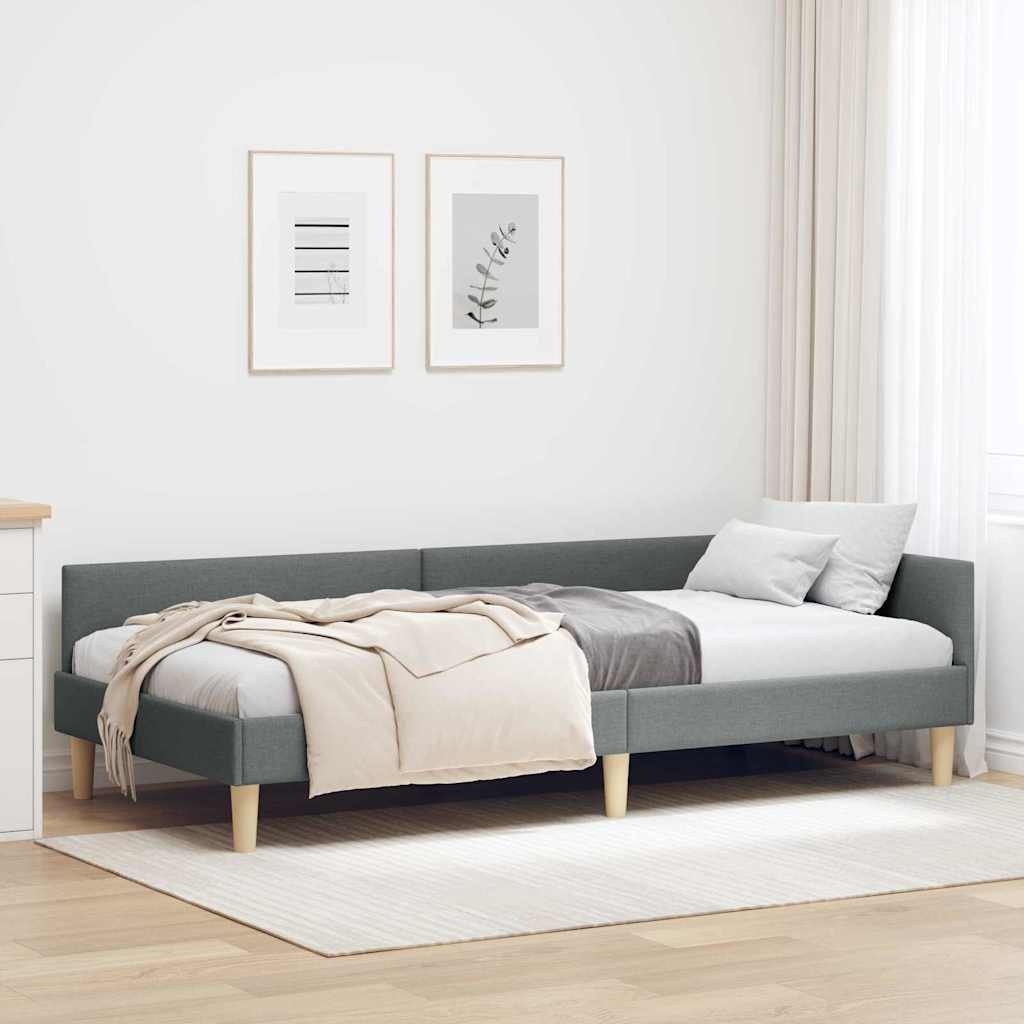 Hoekbedframe Donkergrijs Stof 90x200cm met 25% Korting