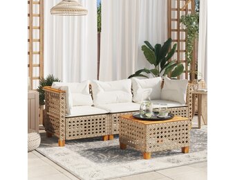 VidaXL Tuinbank 3-zits Poly rotan Beige - 25% Korting