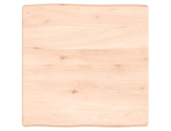 Massief Eikenhouten Tafelblad met Natuurlijke Rand 60x60 cm - 24% Korting