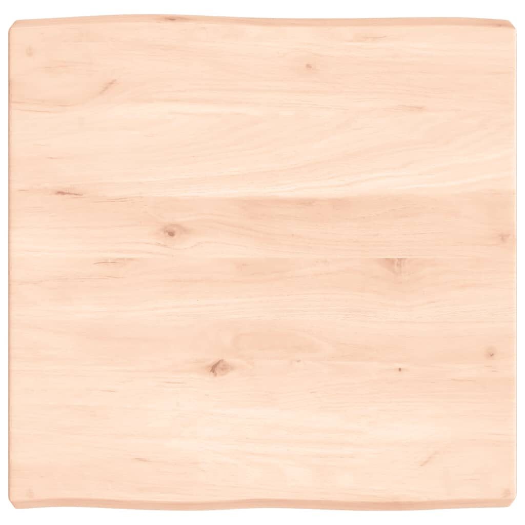 Massief Eikenhouten Tafelblad met Natuurlijke Rand 60x60 cm - 24% Korting