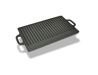Dubbelzijdige Gietijzeren Grillplaat 50x23 cm - 23% Korting