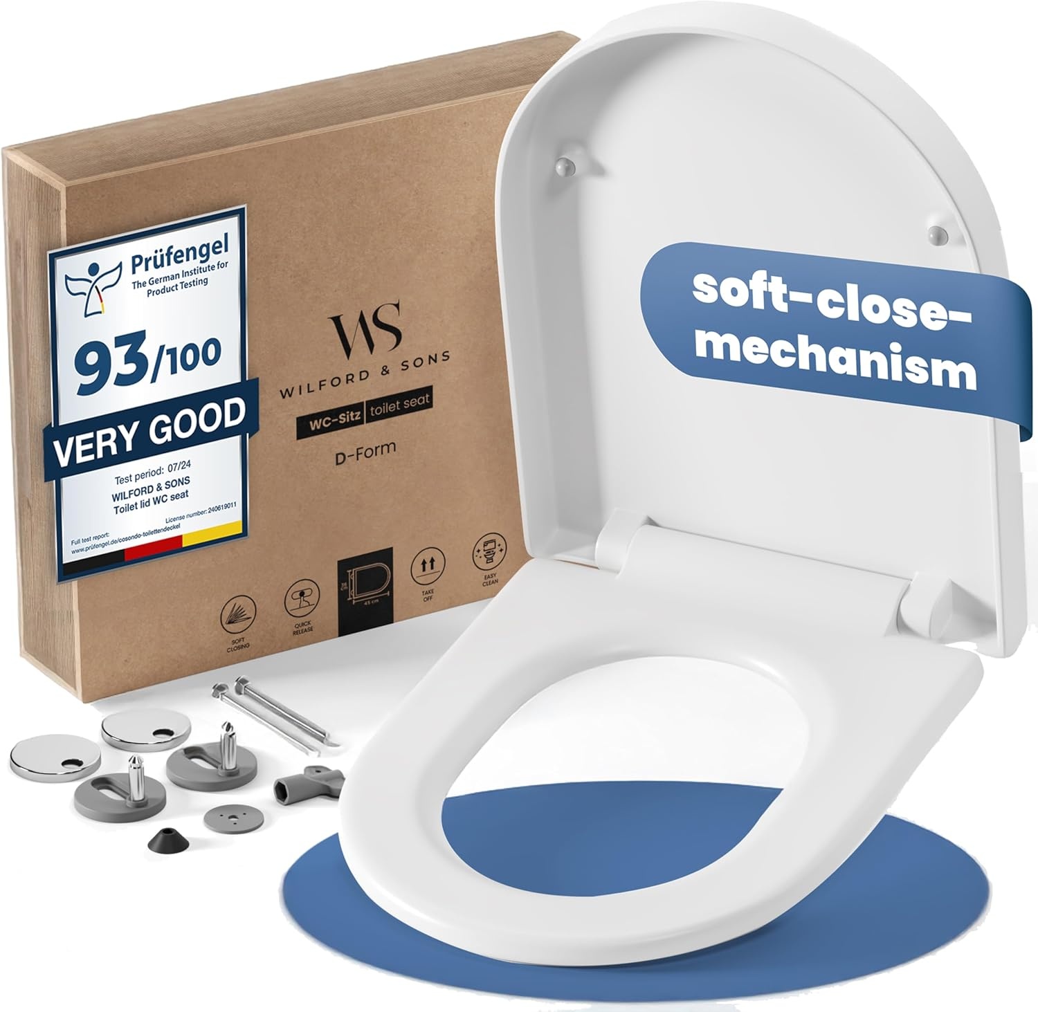 D-Vorm Toiletbril Soft Close Duroplast - Wit - 23% Korting