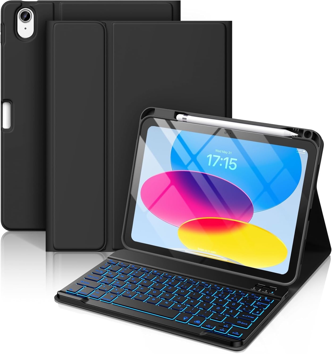 iPad 10e Gen Hoes met Toetsenbord & Penhouder - Zwart (63% Korting)