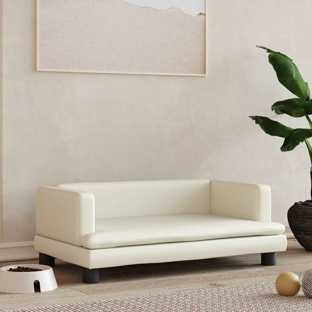 vidaXL Hondenmand 80x45x30 cm kunstleer crèmekleurig