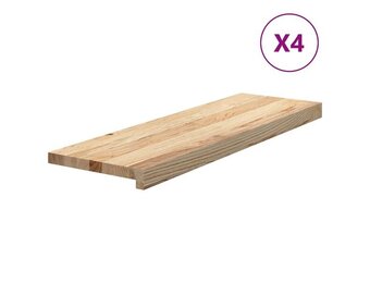 vidaXL Traptreden 4 st 80x25x2 cm onbehandeld massief eikenhout