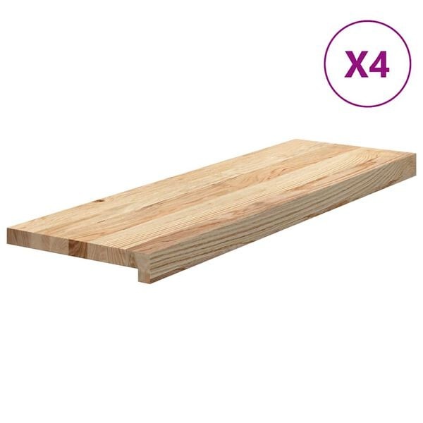 vidaXL Traptreden 4 st 80x25x2 cm onbehandeld massief eikenhout