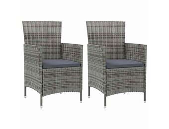 vidaXL Tuinstoelen 2 st met kussens poly rattan grijs