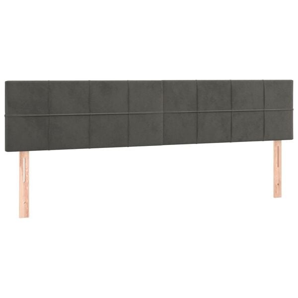 vidaXL Hoofdborden 200x5x78/88 cm fluweel donkergrijs