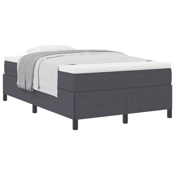 vidaXL Boxspringbed Donkergrijs 120 x 200 cm Katoen Stof
