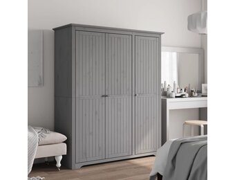 vidaXL Kledingkast BODO 146x53,5x173 cm massief grenenhout grijs