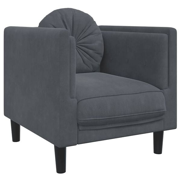 vidaXL Fauteuil met kussens fluweel donkergrijs