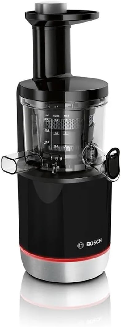 Bosch VitaExtract Slowjuicer, MESM731M, 150 Watt, sapcontainer 1000 ml, drie filters voor fruit of groentesappen, eenvoudig schoon te maken, zwart/RVS