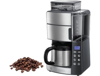 Russell Hobbs Koffiezetapparaat Grind&Brew (10 Koppen (1, 25L), Digitale Timer, incl. Thermos Kan, Geïntegreerde Koffiemaler, 3 Maalstanden, Instelbare Koffiesterkte) 25620-56