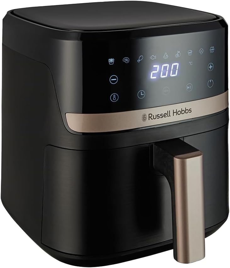 Russell Hobbs Airfryer 4.3L Rapid Airfryer [Kleine Behuizing, 9 Programma's] satisfry (Vaatwasmachinebestendig, Olievrij Koken, Touchscreen, Warmhouden, Roosteren, Bakken) 27610-56 - Maat 4.3 L