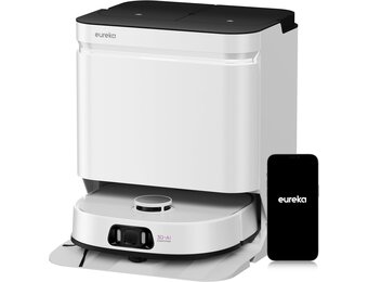 Eureka J15 Ultra Robotstofzuiger met dweilfunctie, zuigstation, 19.000 Pa robotstofzuiger, automatische dweillift 12 mm, anti-wikkel, warmwaterreiniging 75 °C, zuigrobot met zelfreiniging