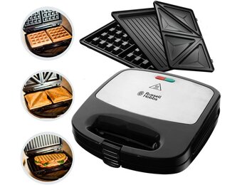 Russell Hobbs Fiesta 3in1 tosti-ijzer wafelijzer grill 750W verwijderbare platen met antiaanbaklaag - 24540-56