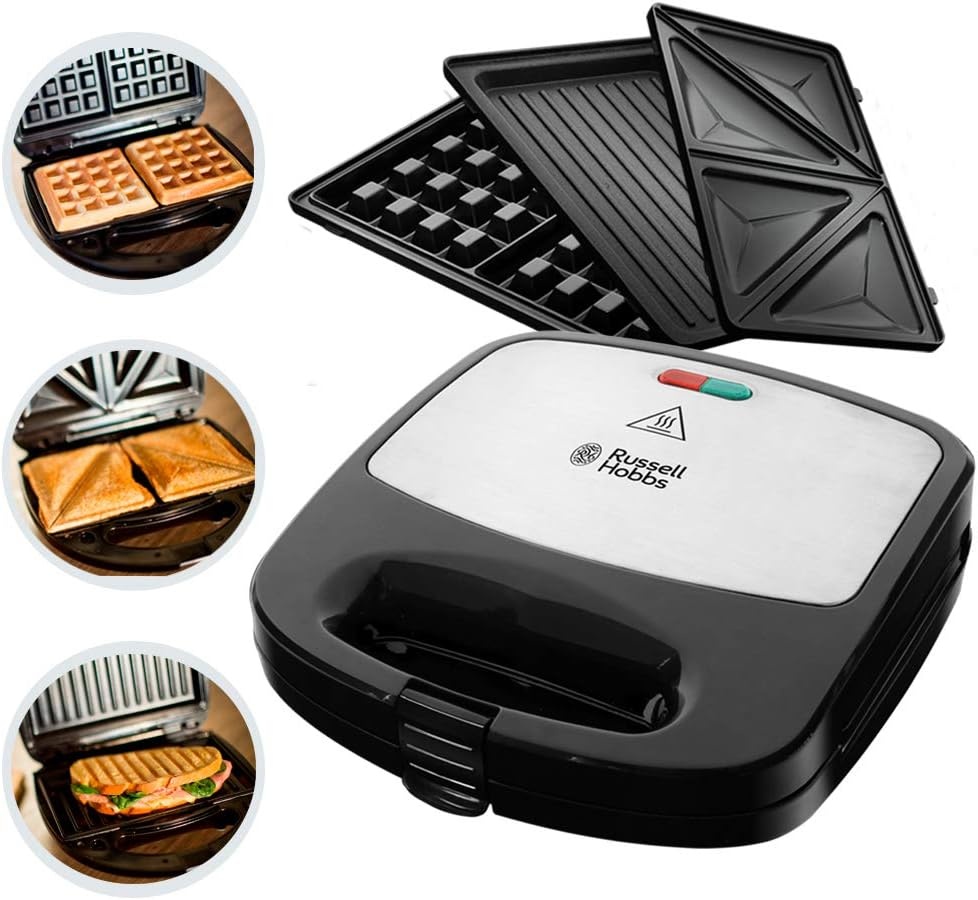 Russell Hobbs Fiesta 3in1 tosti-ijzer wafelijzer grill 750W verwijderbare platen met antiaanbaklaag - 24540-56