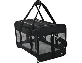 Amazon Basics Dierenbench, drager, zacht, AMZSC-002, voor hond en kat, zwart, medium, 42 x 24 x 25 cm (L x B x H)