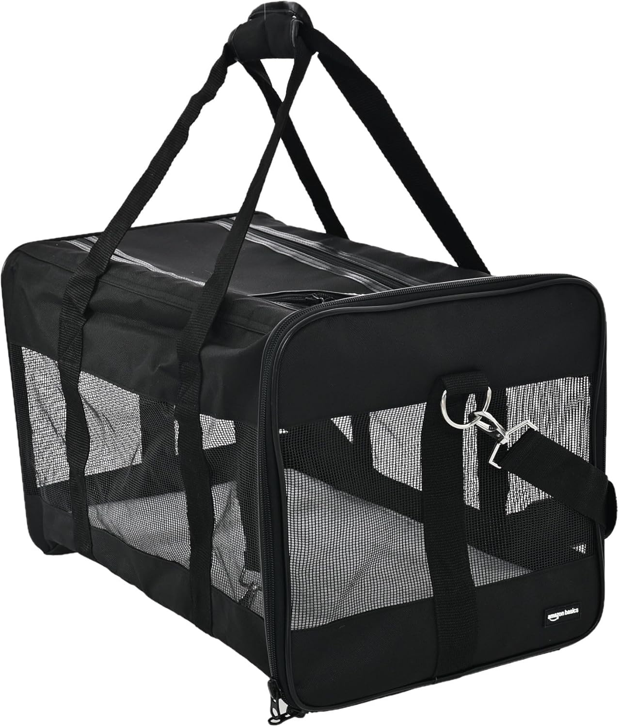 Amazon Basics Dierenbench, drager, zacht, AMZSC-002, voor hond en kat, zwart, medium, 42 x 24 x 25 cm (L x B x H)