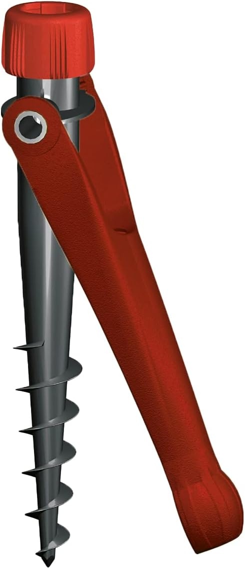 Krinner Vario Drill Parasolstandaard, parasolhouder, vloerpluggen rood, voor strand, aarde, weide, tuin, vrije tijd en camping, Made in Germany, 20005