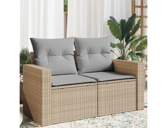 VidaXL Tuinbank 2-zits met Kussens - Poly Rattan Beige (20% Korting)
