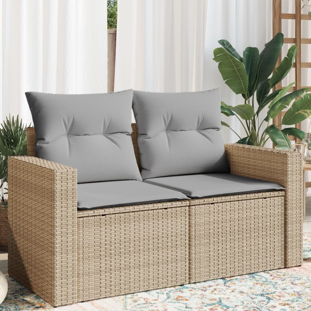 VidaXL Tuinbank 2-zits met Kussens - Poly Rattan Beige (20% Korting)