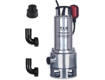 T.I.P. Extrema 300/10 IX 30072 Vuilwaterpomp, bouwpomp, debiet tot 19.500 l/u, opvoerhoogte max. 10,5 m/druk max. 1,05 bar, 1.200 W, met roestvrijstalen loopwiel, geschikt voor wasmiddel