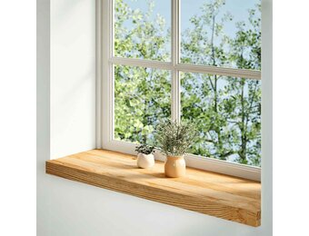 2 Massieve Eikenhouten Vensterbanken 90x25 cm Lichtbruin - 24% Korting