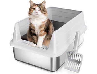 Kattenbak RVS Lichtgrijs 44x34x20 cm - 28% Korting!