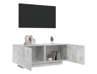 Tv-meubel met 2 deuren, 100x35x40cm, Bewerkt Hout, Betongrijs - 24% Korting!