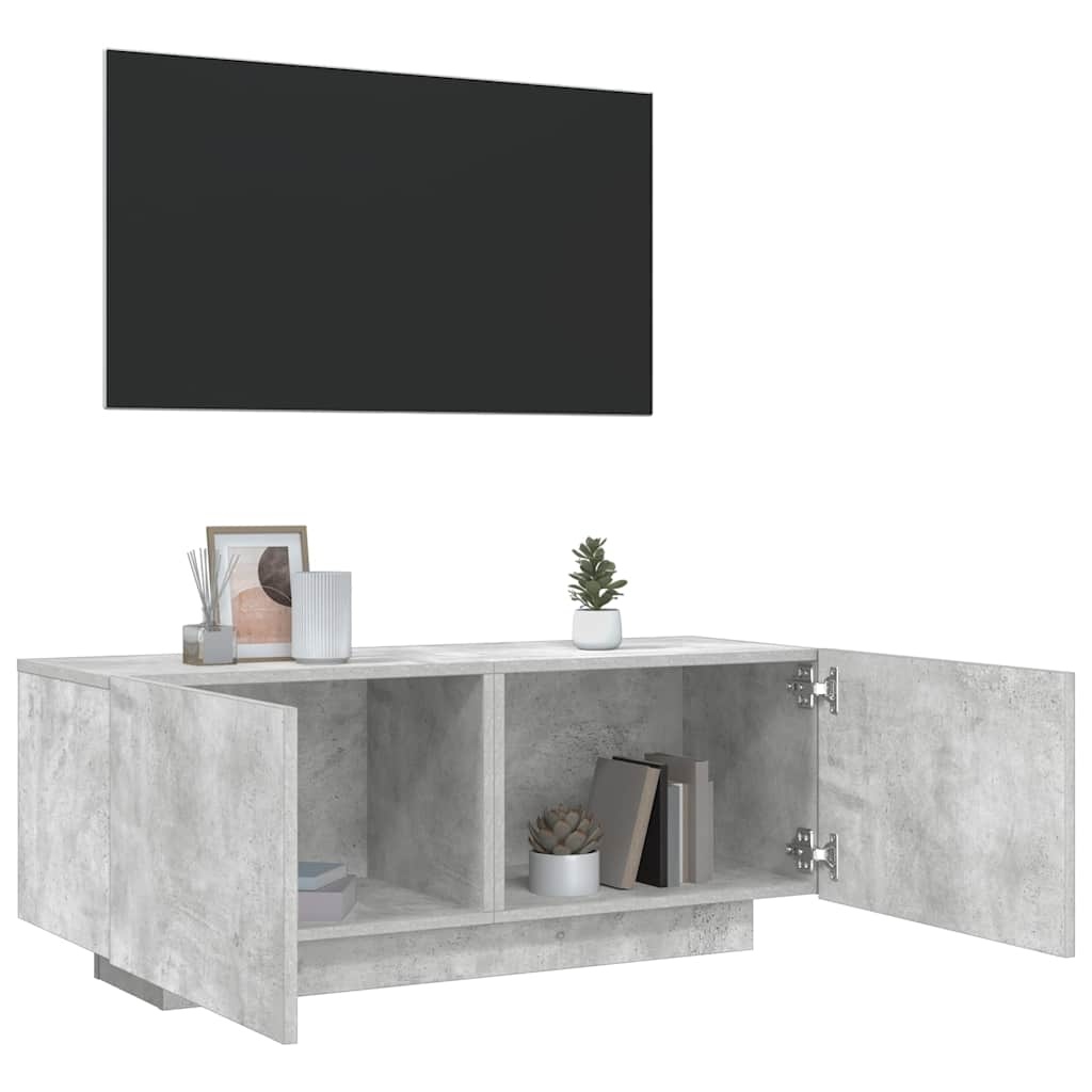 Tv-meubel met 2 deuren, 100x35x40cm, Bewerkt Hout, Betongrijs - 24% Korting!