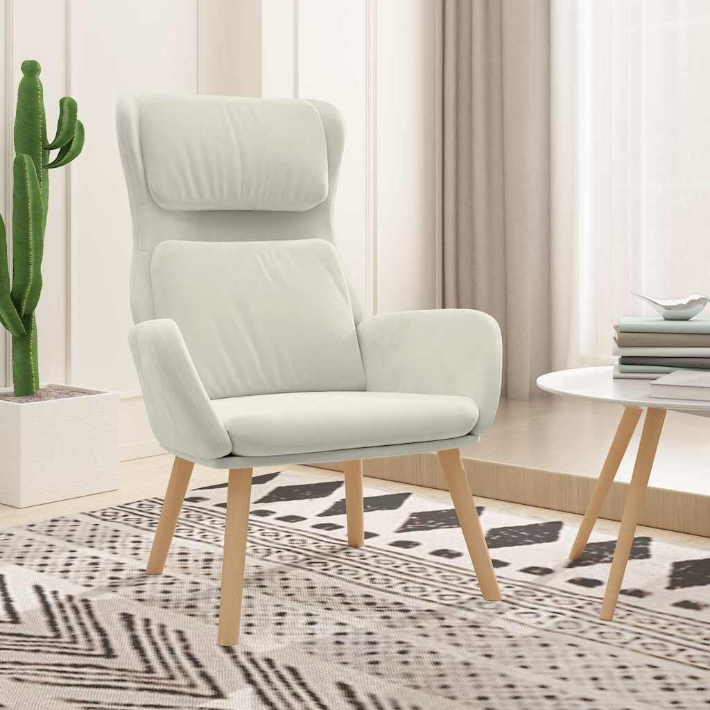 Comfortabele Relaxstoel Fluweel Crèmewit - 24% Korting