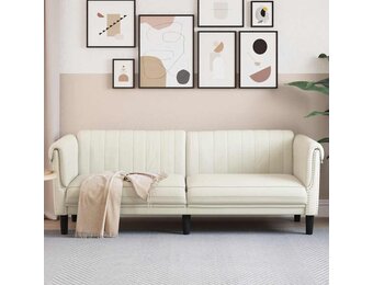 Crèmekleurige fluwelen driezitsbank - 25% korting