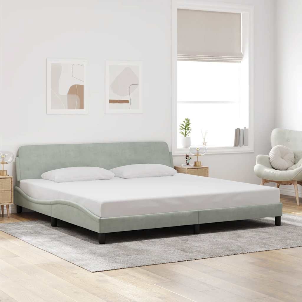 vidaXL Bedframe "Dover" Fluweel Lichtgrijs 200x200 cm - 25% Korting