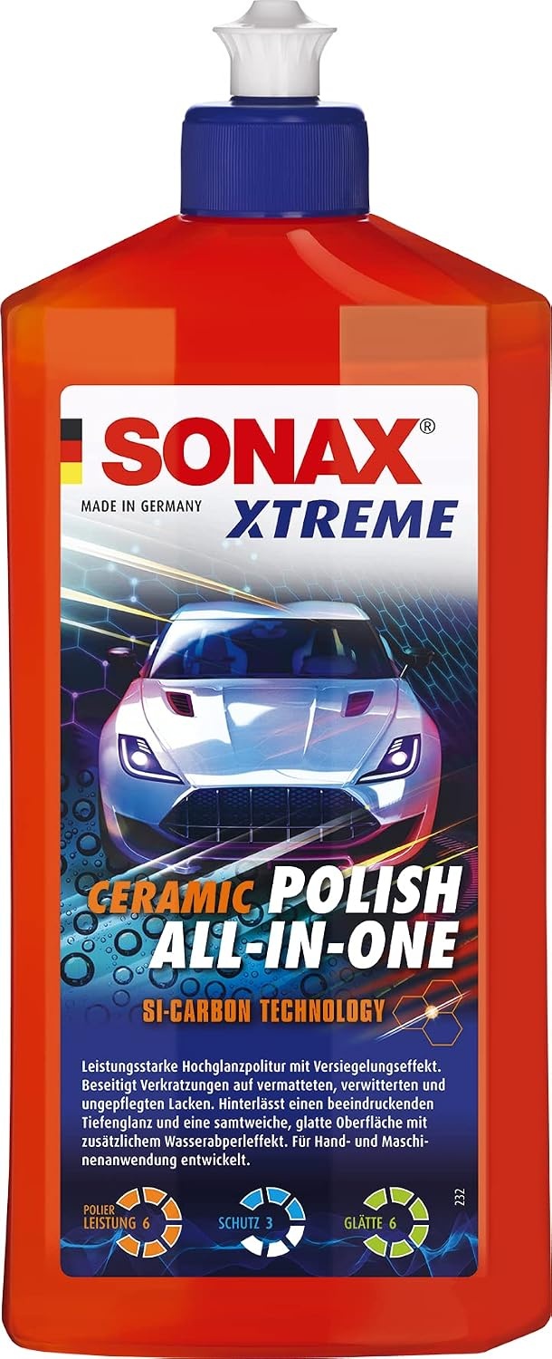 SONAX XTREME Ceramic Polish All-in-One (500 ml) voertuigpolish elimineert krassen op dofte, verweerde en onverzorgde lakken, art.nr. 02472000 - Maat XTREME Ceramic Polish All-in-One (500 ml)