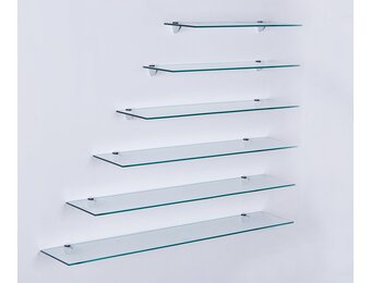 Euro Tische Glazen Wandplank met Helder Glas, Glazen Plank voor Badkamers, Heldere Doucheplank met 6mm ESG Veiligheidsglas en Metalen Beugels, Verschillende Maten (90 cm) - Maat 90 cm