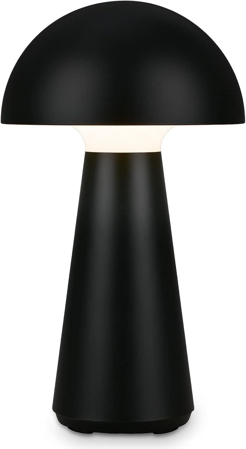 BRILONER - Draadloze led-tafellamp met touch, dimbaar in niveaus, warmwitte lichtkleur, bedlampje, leeslamp, led-lamp, campinglamp, tafellamp, acculamp, buitenlamp, 28 x 16 cm, zwart