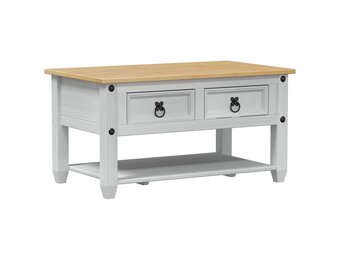 vidaXL Salontafel met lade Wit 85 x 50 x 45 cm Massief grenenhout