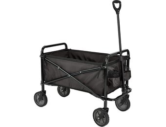 Amazon Basics Inklapbare, in hoogte verstelbare en opvouwbare tuinwagen/trolley voor buiten met hoes, zwart