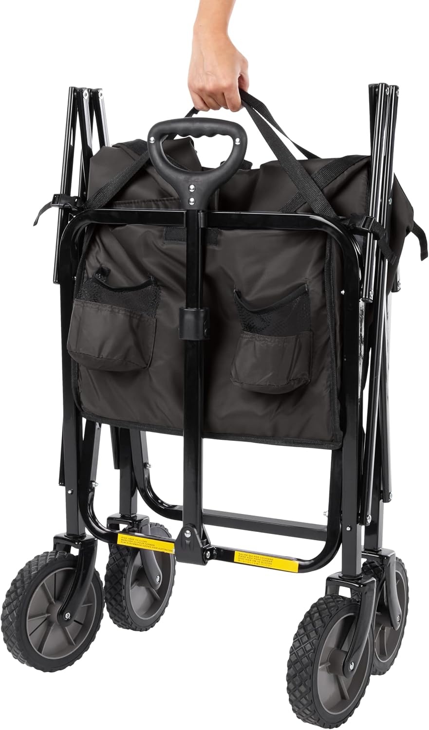 Amazon Basics Inklapbare, in hoogte verstelbare en opvouwbare tuinwagen/trolley voor buiten met hoes, zwart