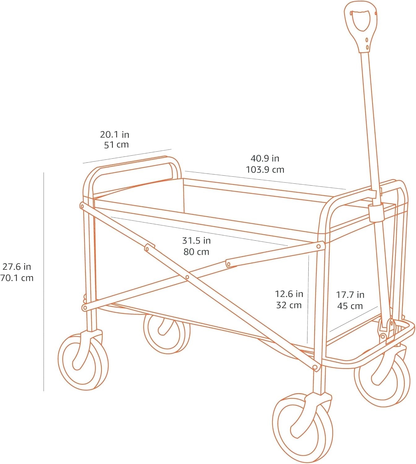 Amazon Basics Inklapbare, in hoogte verstelbare en opvouwbare tuinwagen/trolley voor buiten met hoes, zwart