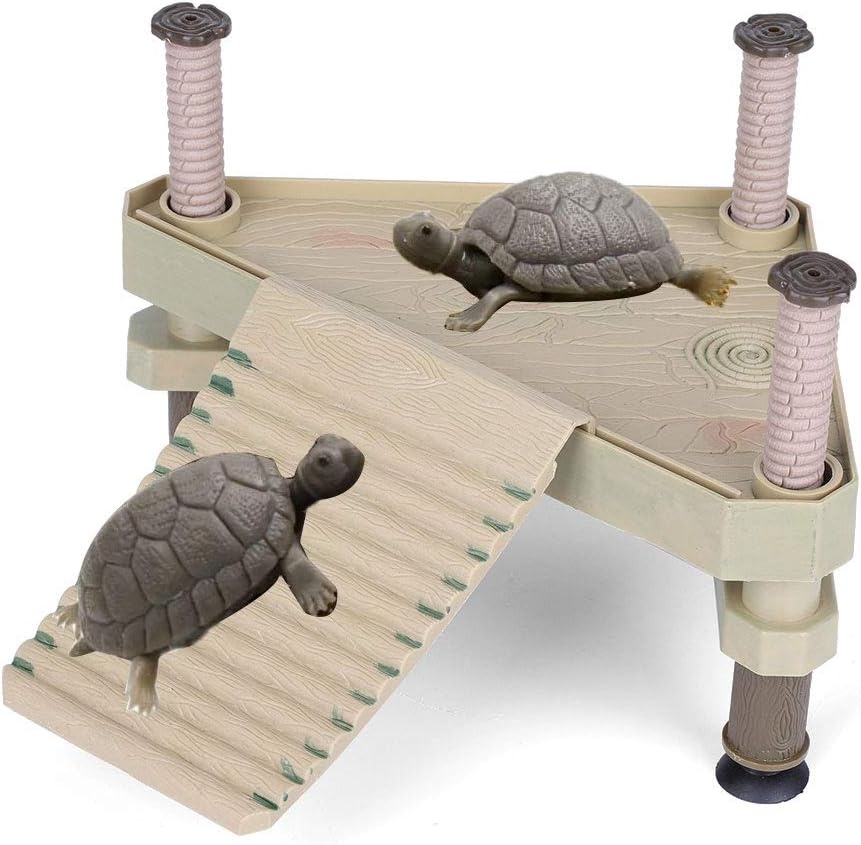 Drijvend Schildpad Platform met Oprijladder - Aquarium Decoratie Koesterplatform voor Waterschildpadden - Drijvend Terrarium Basking Dock voor Watertank, Reptielen en Amfibieën