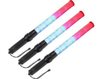 PATIKIL LED Verkeersstaven 54 cm - Rood/Blauw - 3 stuks